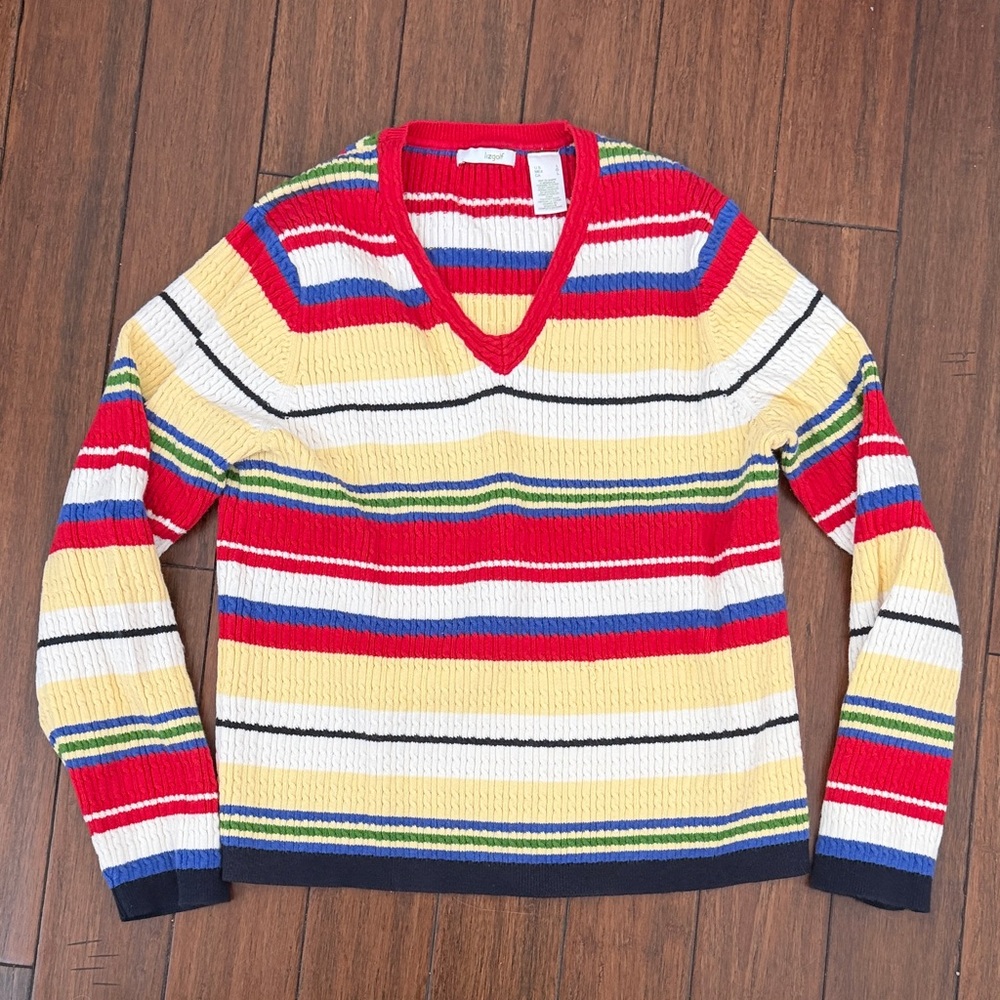Colorful Striped V-Neck Sweater